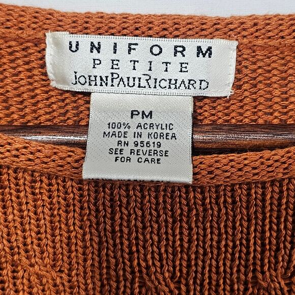 Uniform John Paul Richard Short Sleeve Sweater Earthy Rust Size Petite Medium - Picture 2 of 6
